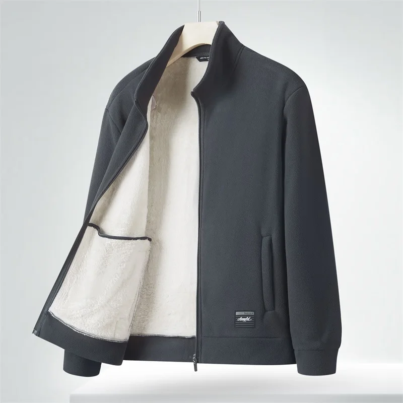 

Autumn and winter stand-up collar overcoats, men's thickened sweatshirts, warm and casual wool jackets, windproof cardigans for