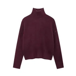 Tangada Women 2024 Winter Turtleneck Woolen Knitted Sweater Jumper Female Pullovers BE0450