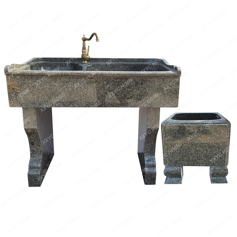 

Indoor and Outdoor Marble Balcony with Washboard Integrated Sink Whole Stone Basin Stone Granite Laundry Tub Household