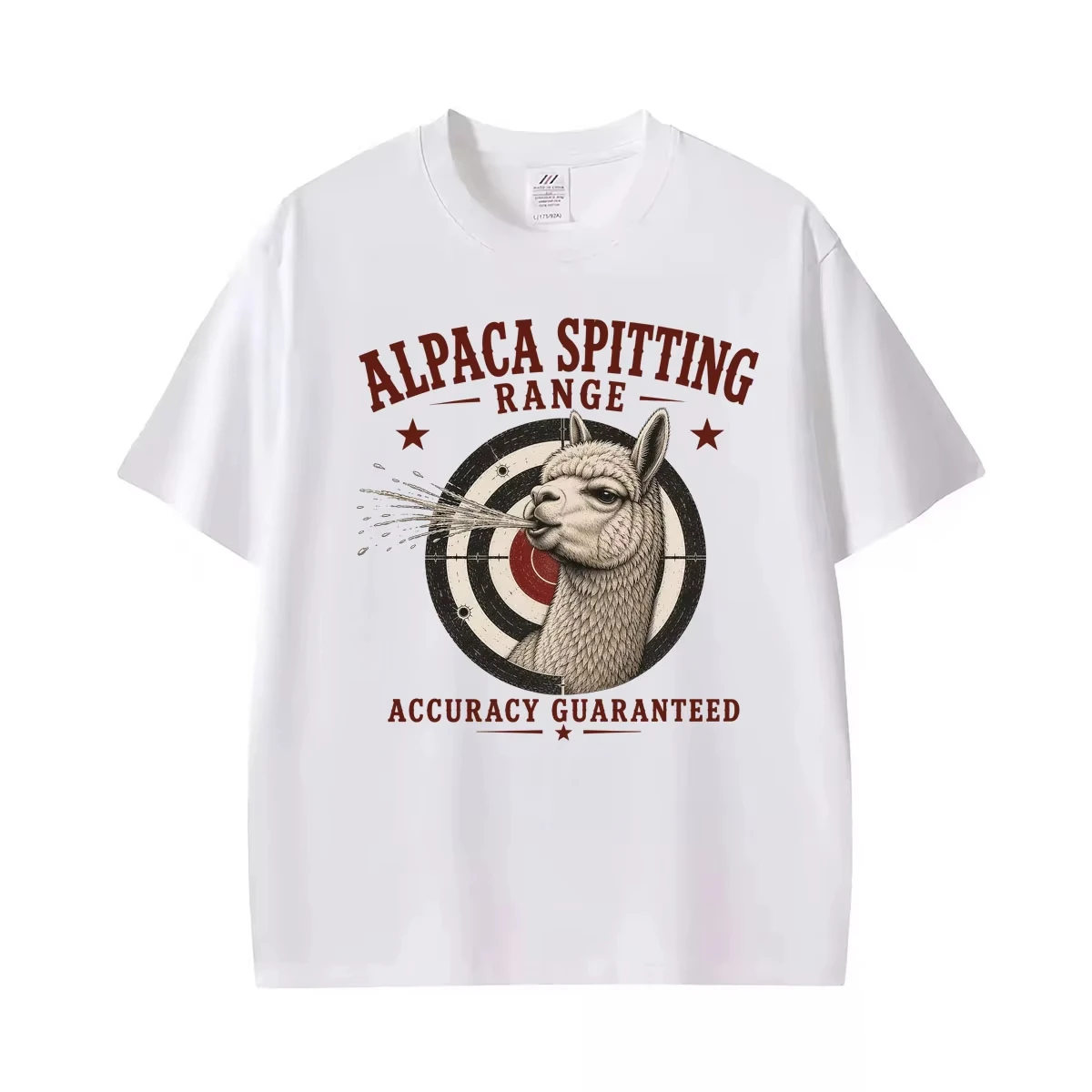 Alpaca Spitting Range Graphic T Shirt Funny Llama Spitting Humor Meme T-shirts Men Women Fashion Casual Cozy 100% Cotton T-shirt
