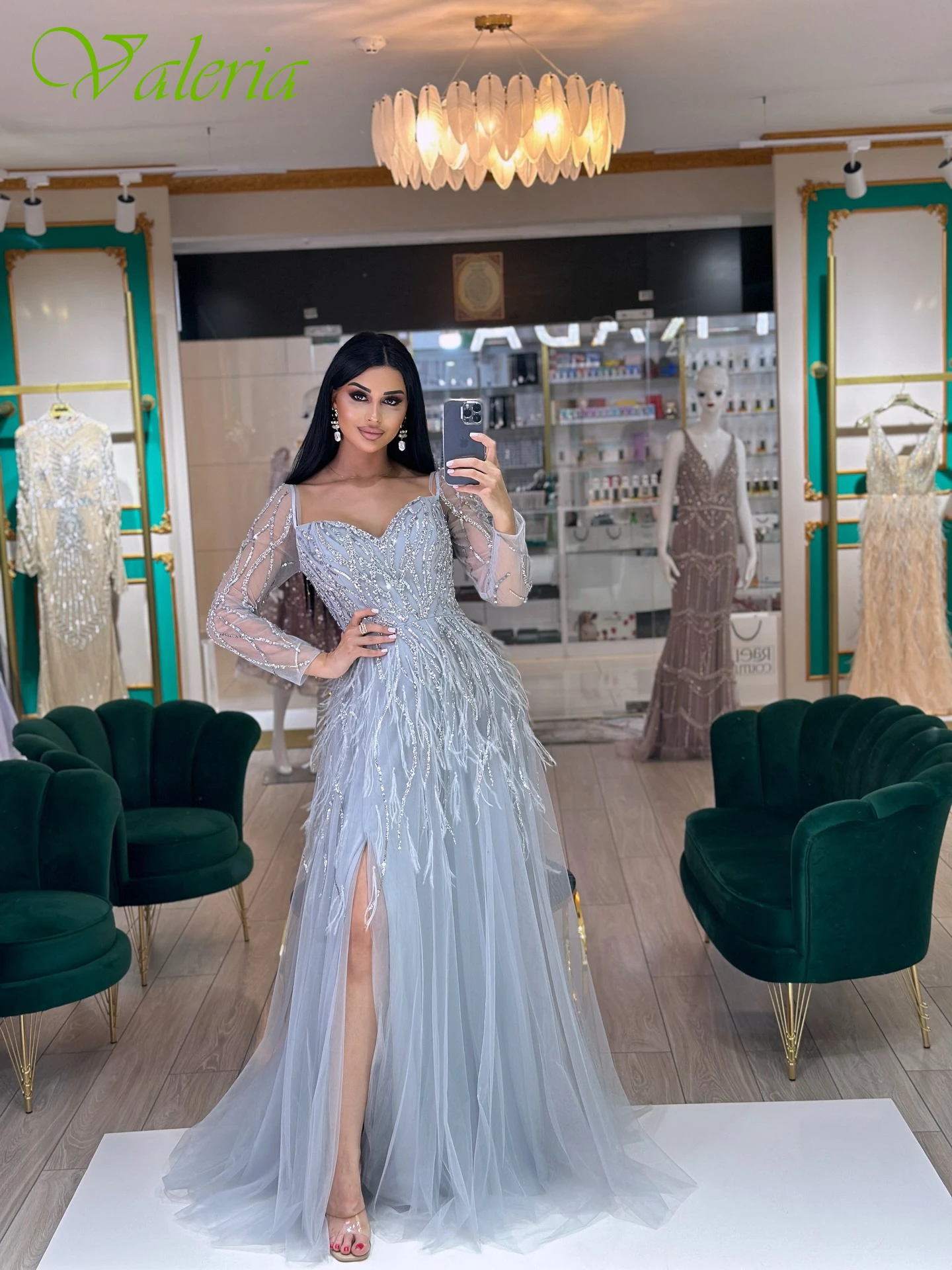 

Customized A-Line Sweetheart Long Sleeves Elegant Formal Evening Dress Delicate Bespoke Occasion Gowns Fashion Party Dress