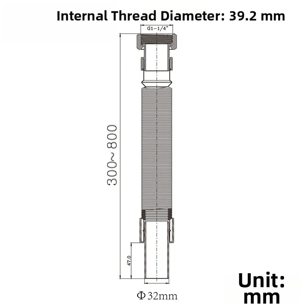 

Drain Pipe Adjustable Bathroom Sink Drain Extendable Hose 320mm-800mm Length For Standard Sinks 48-58mm Diameter