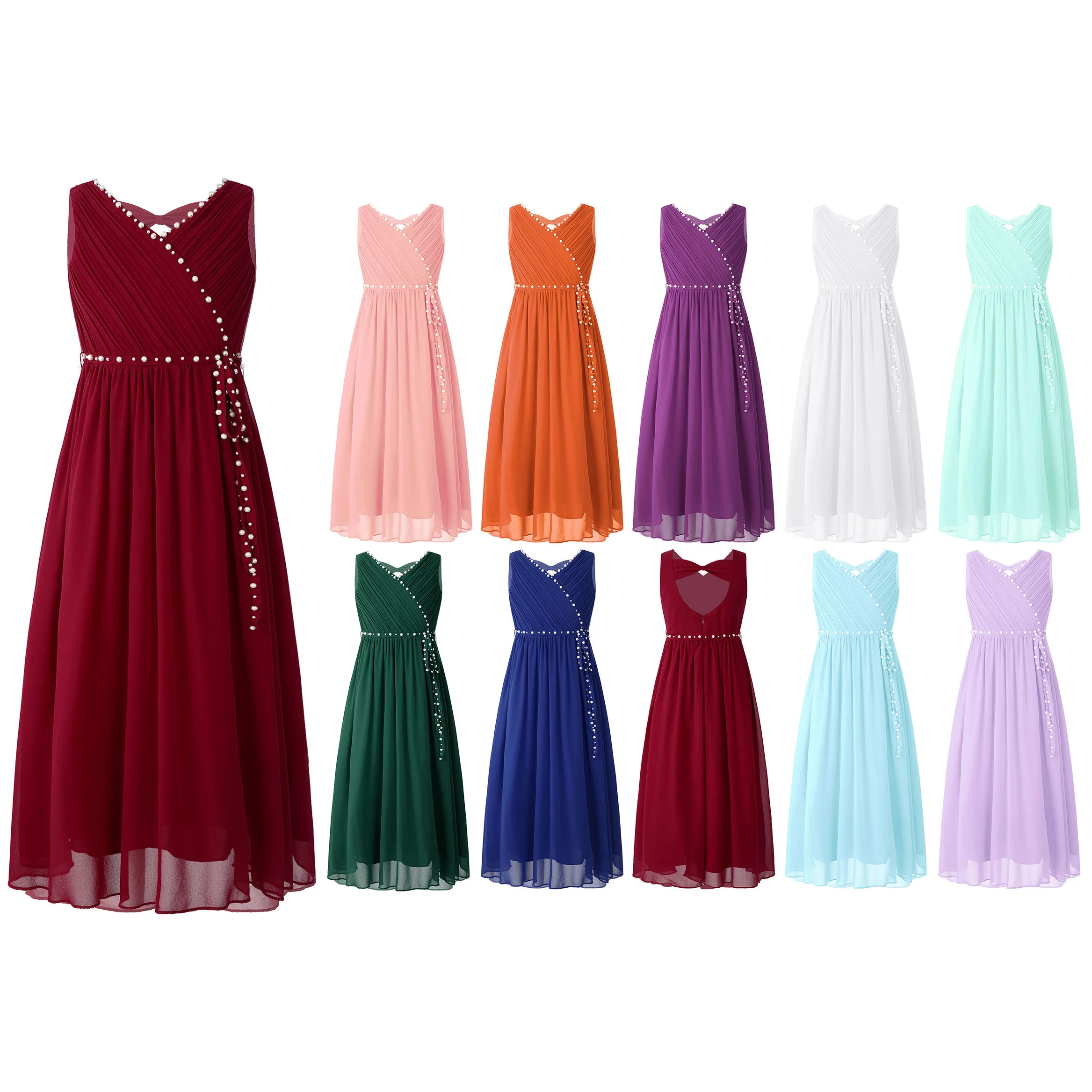 Elegante Meisjes Jurk Kinderen Mouwloze Jurk Voor Ballet Lyrische Ballroom Dans Kostuums Heilige Communie Verjaardagsfeestjurk