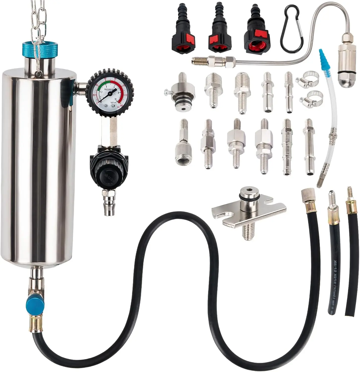 

Fuel Injector Cleaner Kit - 1000ML 150PSI Injection System Cleaner Disassembly-Free Injector Cleaning Tool With 21Pcs Adapter