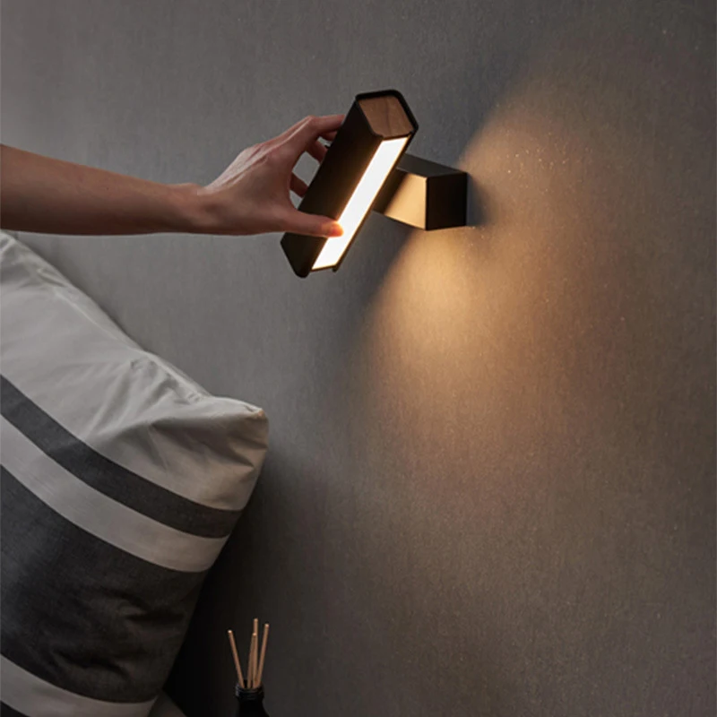 

Nordic modern minimalist LED wall lamp creative rotatable bedroom bedside lamp reading lamp living room aisle wall lamp