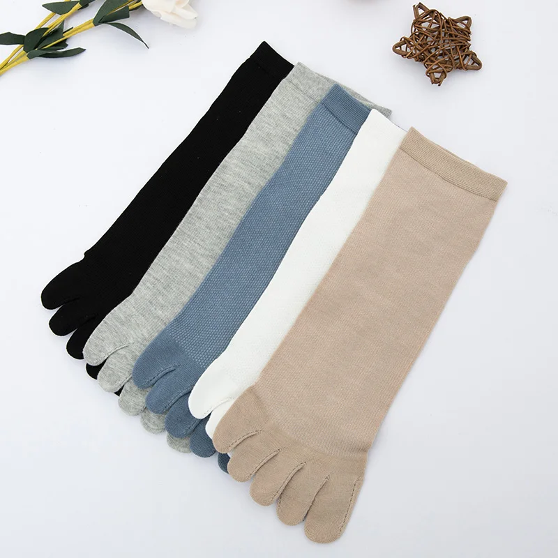 Spring Summer Silk Cotton Toe Socks 5 Pairs Sets Women Short Sock 68S Super Thin Men Soft Fresh Breathy Christmas 5Pairs/Pack