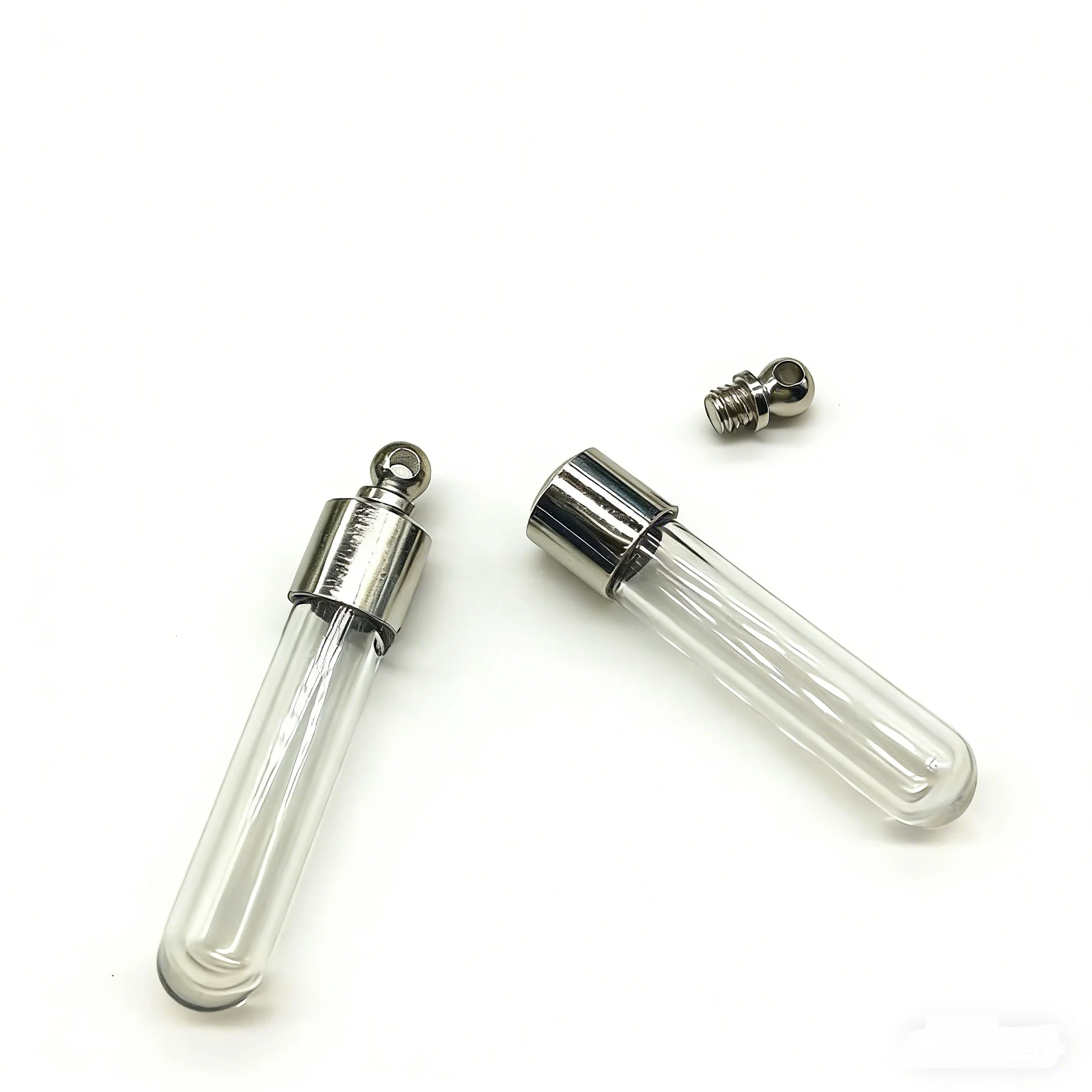 

50 шт./лот трубка с винтовой крышкой 35*6 мм стеклянный флакон подвеска хрустальный стеклянный флакон духов рисовый флакон с винтовой крышкой ожерелье Шарм заполняющий флакон