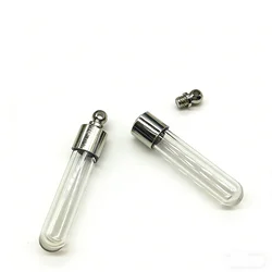 50pcs/lot SCREW CAP tube 35*6mm glass vial pendant crystal Glass Perfume Locket rice vial Screw cap Necklace charm fill bottle