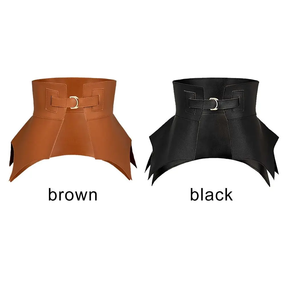 Ceinture longue et large en cuir Pu pour femmes, noir et marron, Irregular, Style Punk, mode automne hiver, Corset