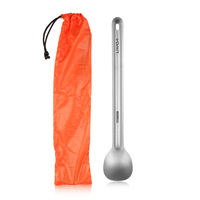 Lixada Titanium Long Handle Spoon Outdoor Portable Dinner Spoon Cutlery Camping Backpacking Picnic Ultralight 15g