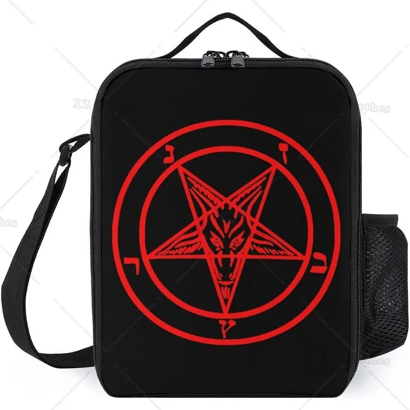 

Satan Satanic Sabbatic Goat Lunch Bag Baphomet Insulated Reusable Cooler Lunch Box Tote with Strap for Men Work Picnic Hiking