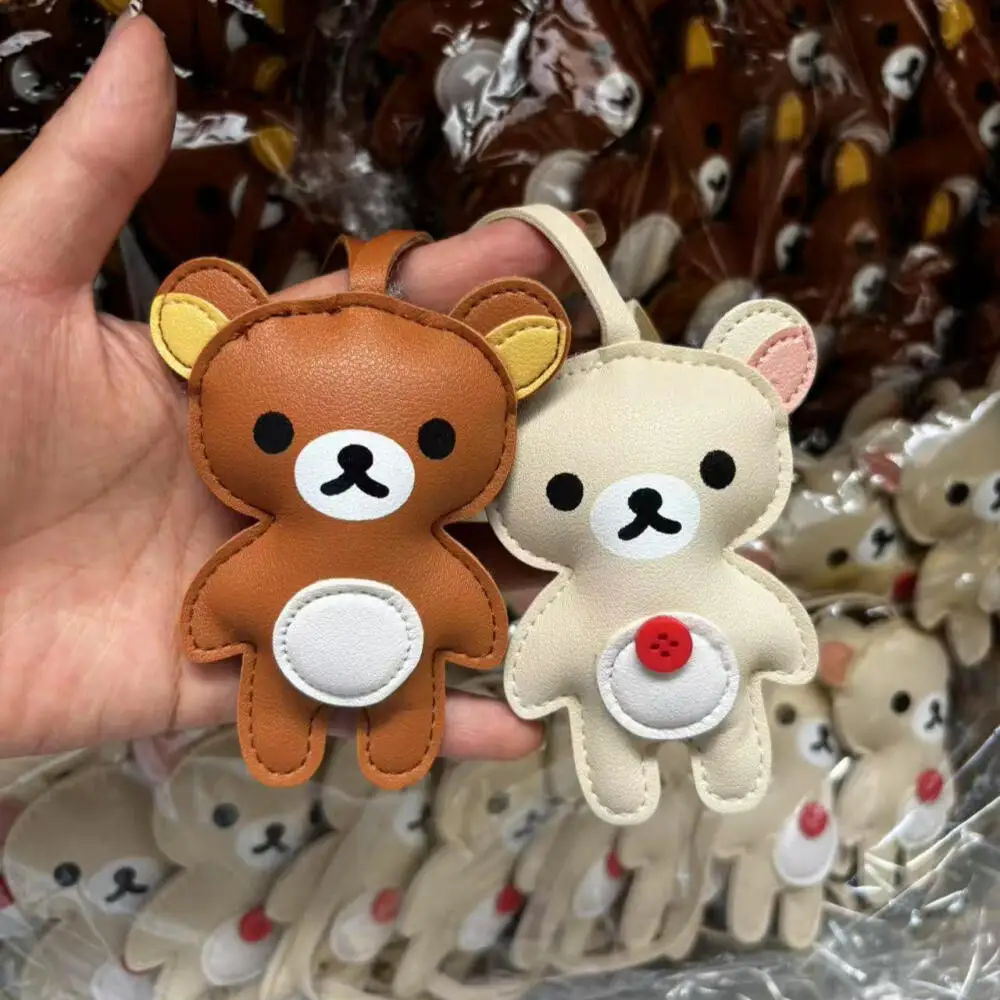 

9Cm Rilakkuma Kiiroitori Korilakkuma Pu Leather Backpack Handbag Hanging Ornaments Keychain Decoration Couples' Holiday Gifts