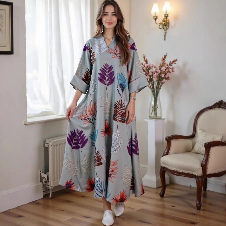 عباية نسائية إسلامية مطبوعة فساتين راقية عباية حجر الراين رداء إسلامي طويل رداء عباية رمضان دبي إسلامي فاخر