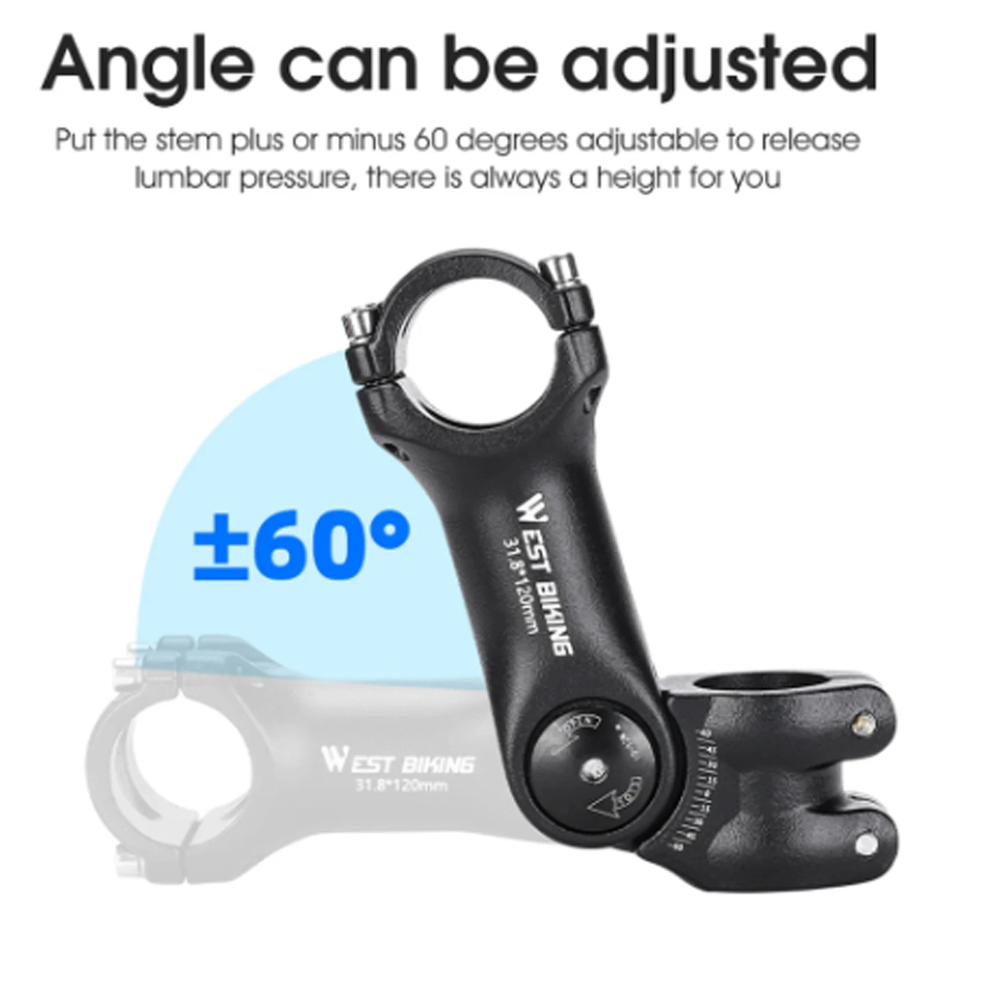 Adjustable Bicycle Handlebar Stem Variable 60 Degree Angle Aluminum Alloy Bike Handlebar Riser Road Bike Front Fork Stem Adapter