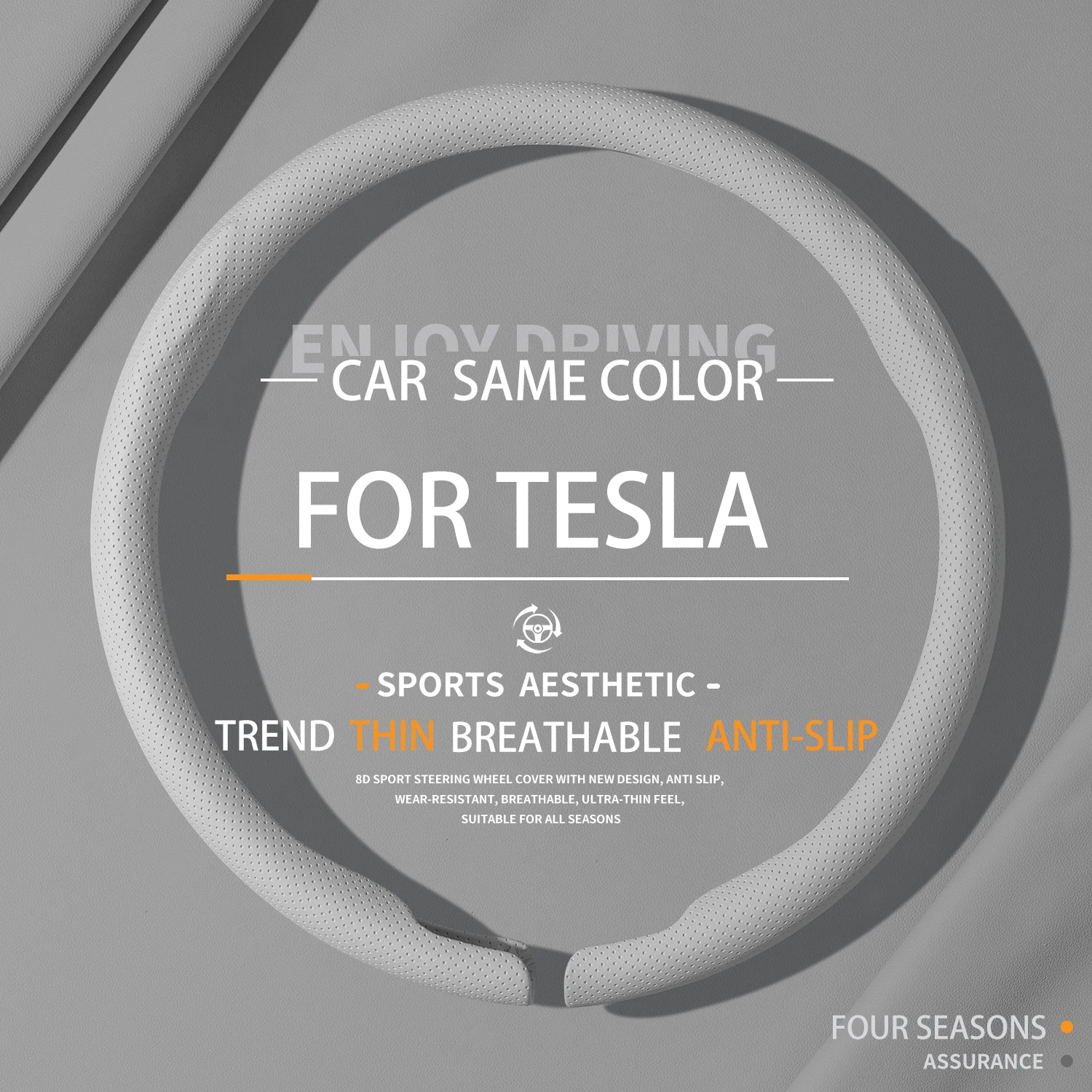 

Suitable For Tesla Car Steering Wheel Cover Model 3/Y Accessories Four Seasons Anti-slip Breathable Absorb Sweat Ultra-thin