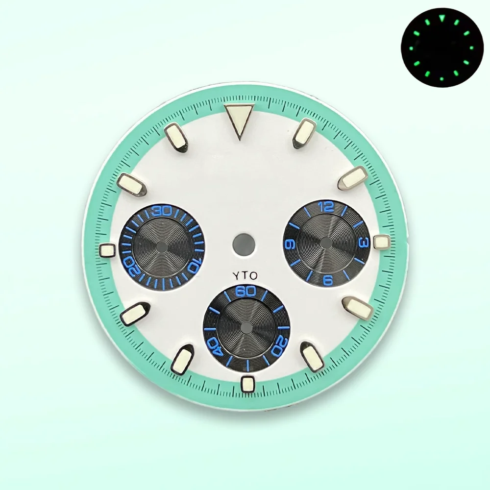 Watch modification 29.5mm S Dial DTN Panda Dial Fit VK63 Movement Green/No Luminous High-Quality Dial Watch Modification
