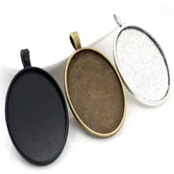 New Fashion 5pcs Fit 30x40mm Inner Size Antique Bronze Silver Plated Black Color Classic Style Cabochon Base Setting Pendant