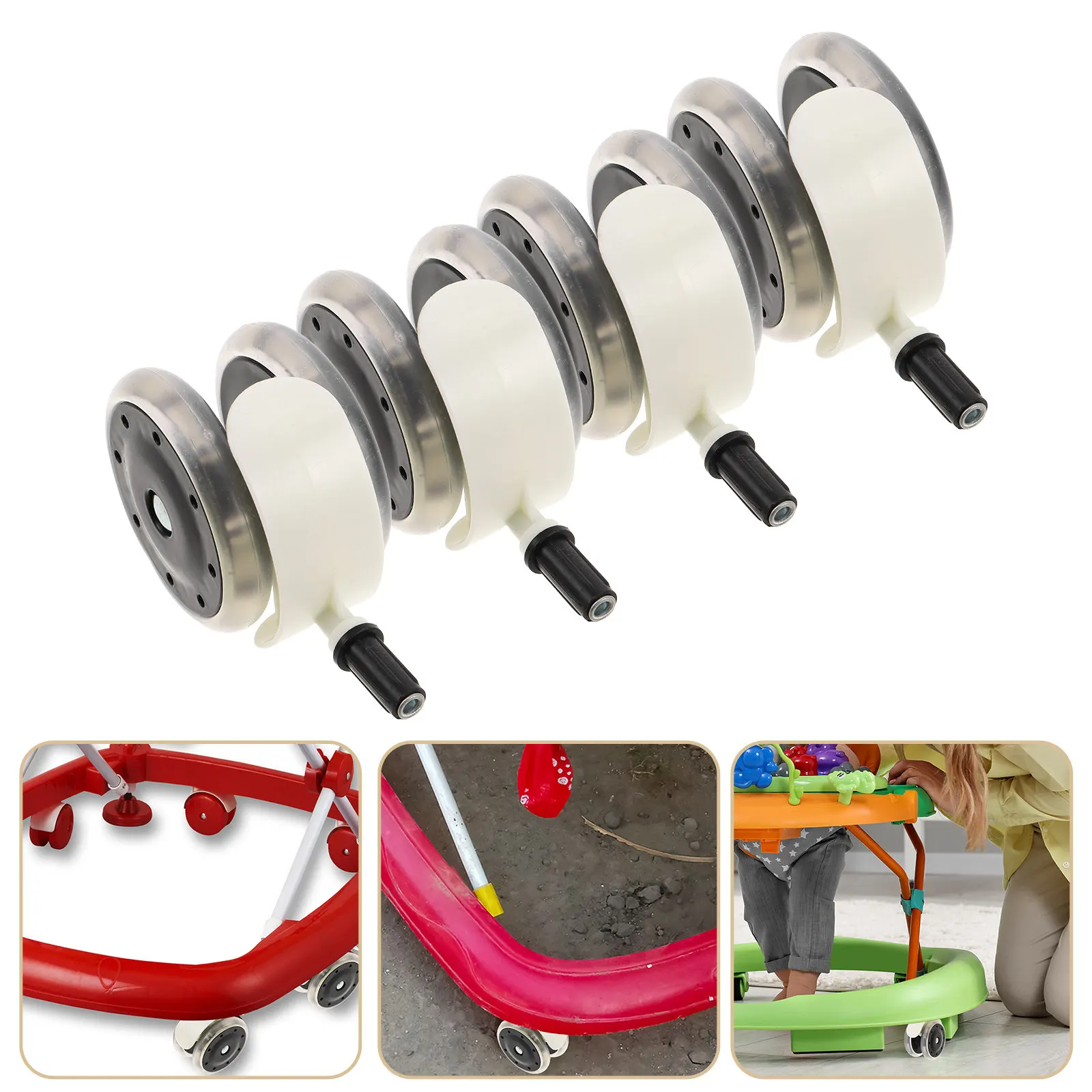 

4Pcs Baby Walker Wheels Replacement Set Quiet Operation Universal Swivel Caster for Stroller Toddler Cart Smooth on Rough