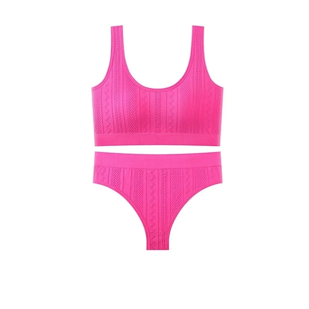 

Minimalist Sports Underwear Bra Set Solid Color T-back Shorts Suit Yoga Vest Fitness Bra Thong Set Panties Butt Lifter Briefs