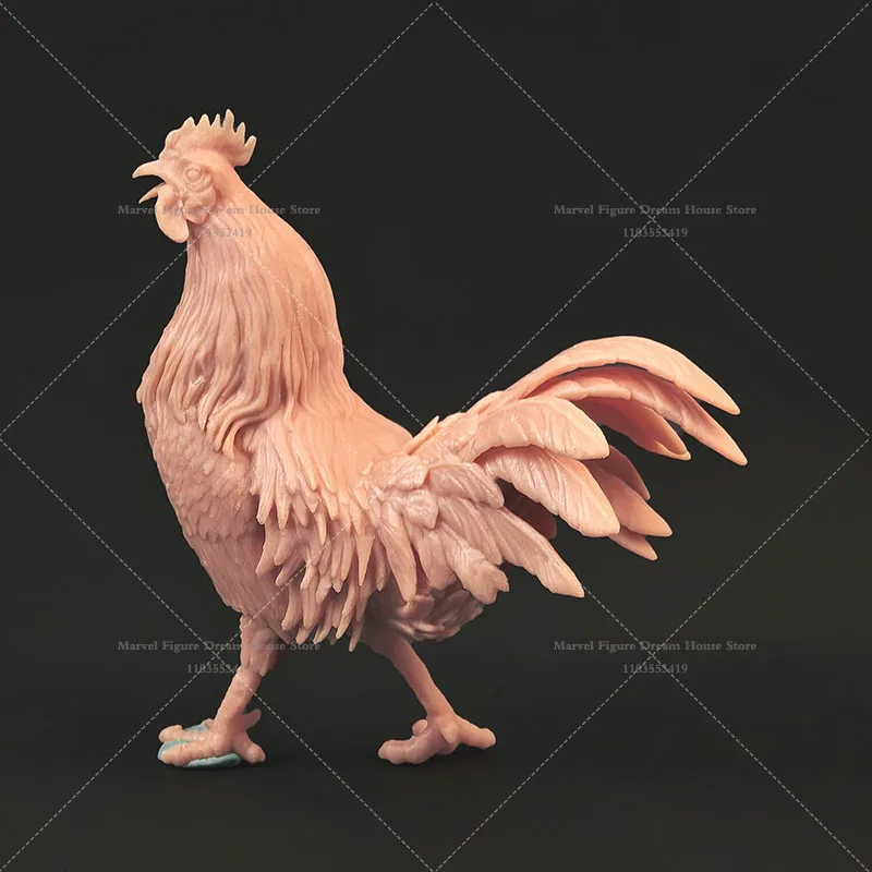 Miniaturowe figurki w skali 1/35 1/18, symulowane modele zwierząt, drobiu gospodarskiego, kogut, niepomalowane, pomarańczowo-szare, dawne figurki mini.