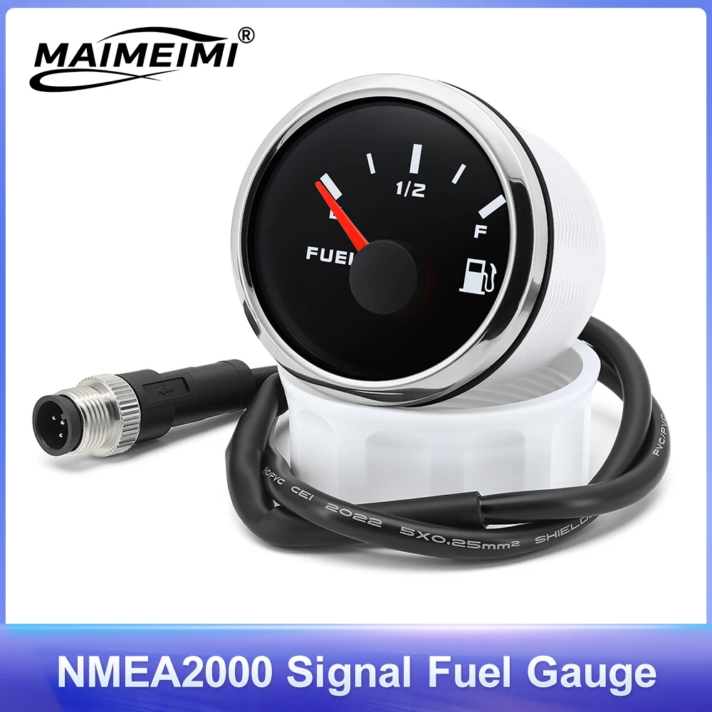 

52MM 2" NMEA2000 Compatible Pointer Gauge 12V 24V Red Backlight PORT Starboard Fuel Level Meter With M12 Plug For Boat Yacht Car