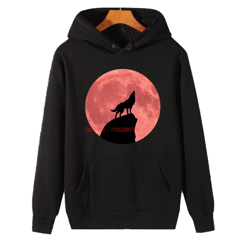 

Wolf Howling at the Blood Moon, модные толстовки с капюшоном и графикой, зимняя толстовка, толстый свитер, флисовая толстовка с капюшоном, мужская зимняя одежда