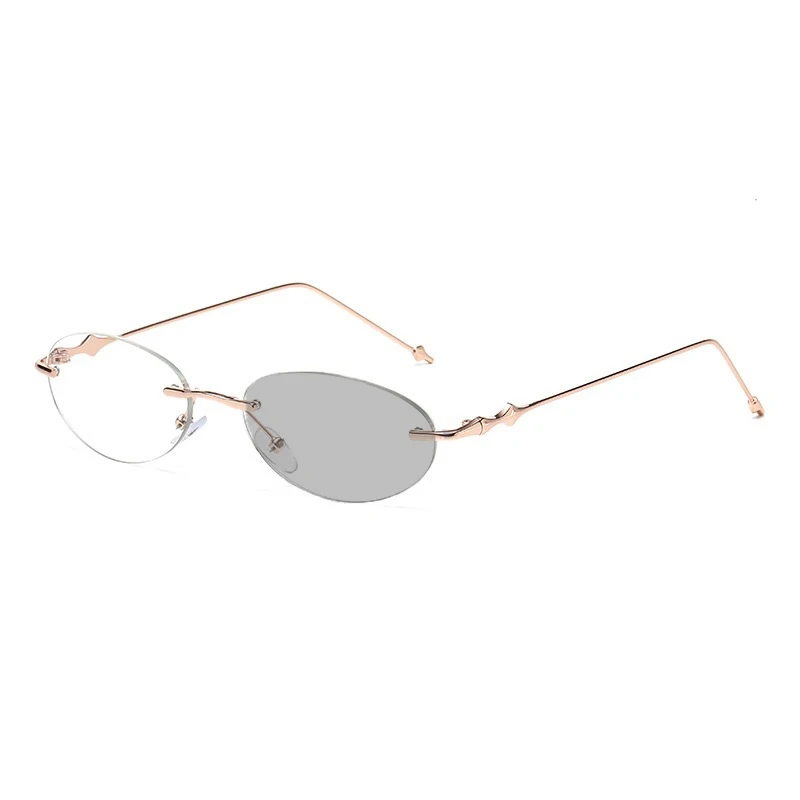 Stylish Metal Frameless Photochromic Myopia Glasses Business Ultra-Lightweight High-Definition Eyewear Unisex 0 To -4.0