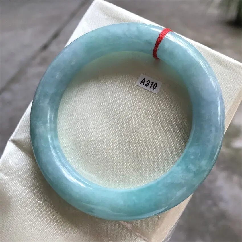 55mm Natural Icy Lake Blue Jadeite Jade Bracelet Burma Jade Bracelet Bangle