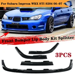 3pcs Car Front Bumper Splitter Lip Spoiler Splitter Deflector Lips Cover Trim Body Kit For Subaru Impreza WRX Sti S204 2006 2007