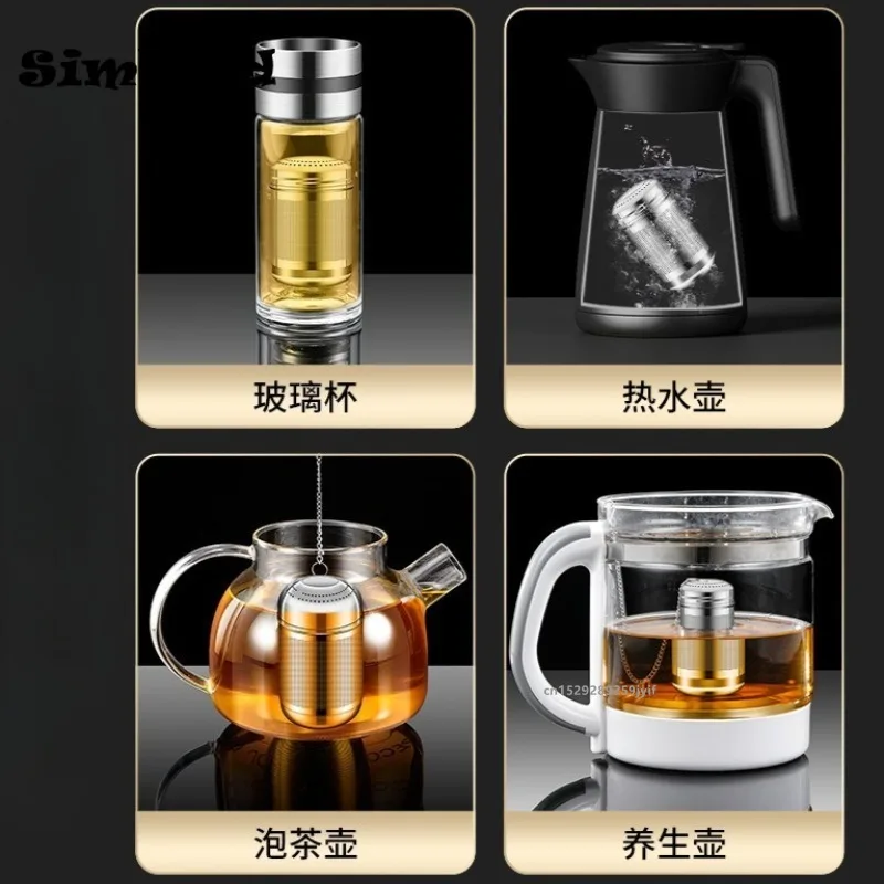 مصفاة شاي مع سلسلة من الفولاذ المقاوم للصدأ أوراق الشاي Infuser التوابل التوابل الكرة مصفاة إبريق الشاي غرامة شبكة القهوة تصفية Teaware #6