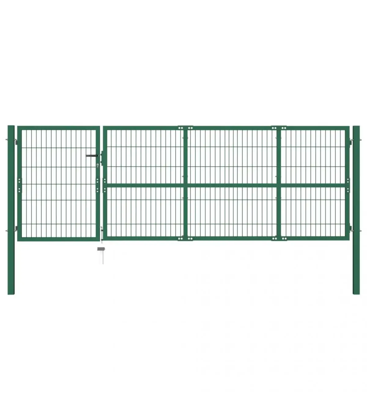 Garden doors garden fence gate with green steel posts 350x100 cm