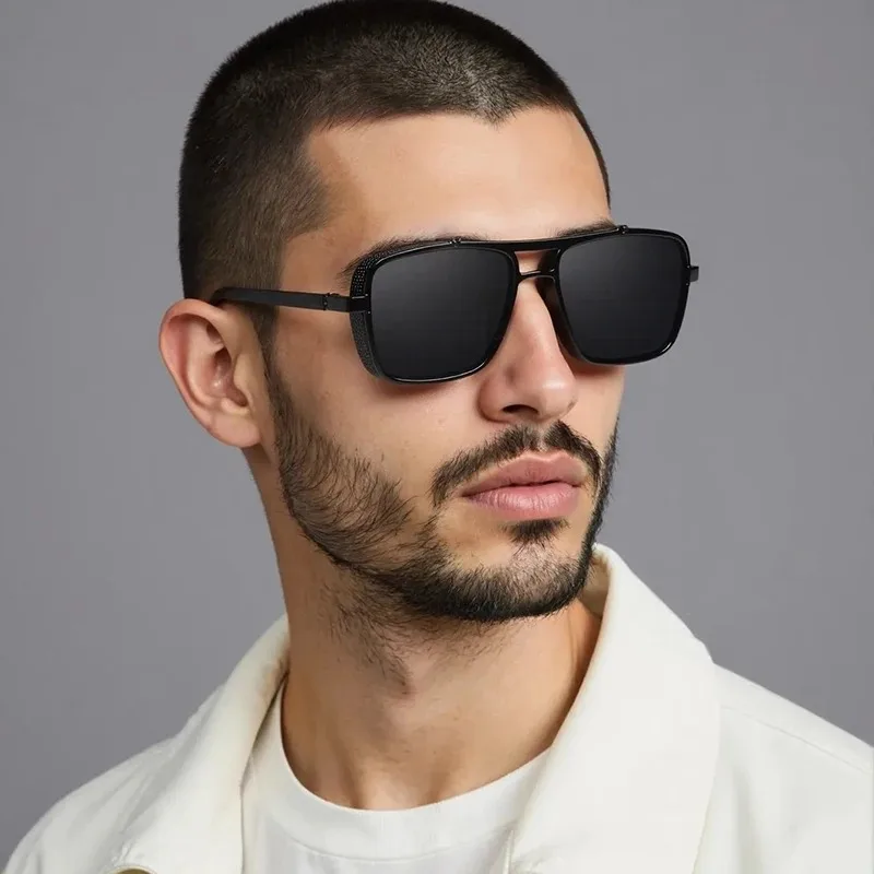 Luxury Rectangle Men's Sunglasses Retro Metal Steam Punk Sun Glasses Male Classic Outdoor Driving Shades Summer UV400 Glasses