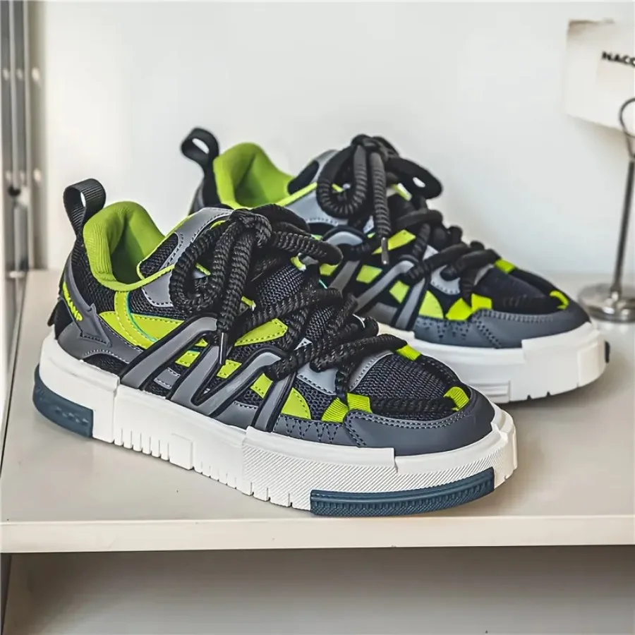 

Men's Retro Four-Eyelet Golden Stripe Sneakers - Non-Slip Low-Top Sneakers Suitable for Running Commuting and Casual Wear Cushi