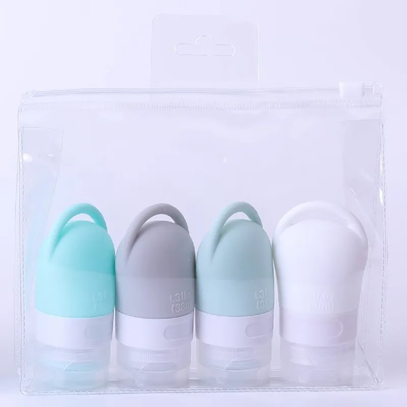 30/60/90ml Perforated Hangable Dispenser Bottle Set Shampoo Shower Gel Empty Bottle Cosmetics Silicone Portable Travel Bottle