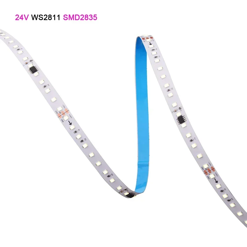 10M 24V WS2811 เดี่ยวสีไล่แสงน้ํา LED Strip 120LED/m SMD 2835 พิกเซลกระแสเงินสดเทปสีขาว/อบอุ่นสีขาวริบบิ้นโคมไฟ