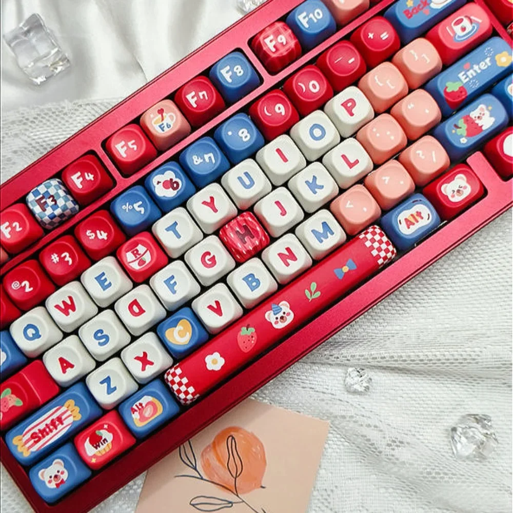 

Strawberry Pie, Keycap 141 Keys MOA PBT for 61/64/87/104/108Keys GMK67 Gaming Mechanical Keyboard