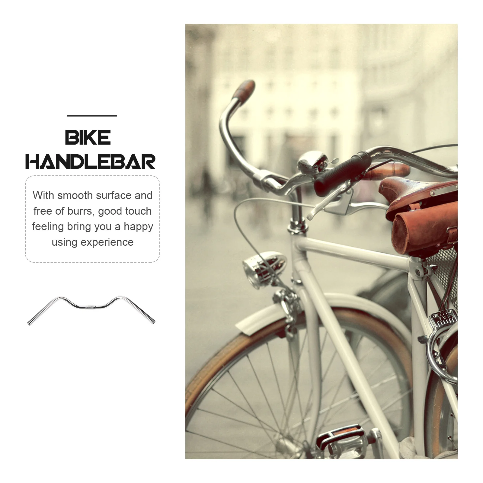 

Lightweight Stainless Steel Bike Handlebar U-Shaped Retro Metal Bend Outdoor Mountain Accessory Bike Seat Post