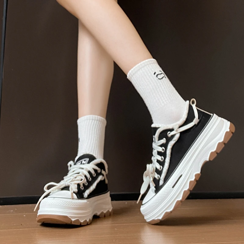 

Women Fashion Sport Shoes2024 New Ladies Elegant Lace Up Breathable Platform Shoes Casual Vulcanized Designer Sneakers for Women