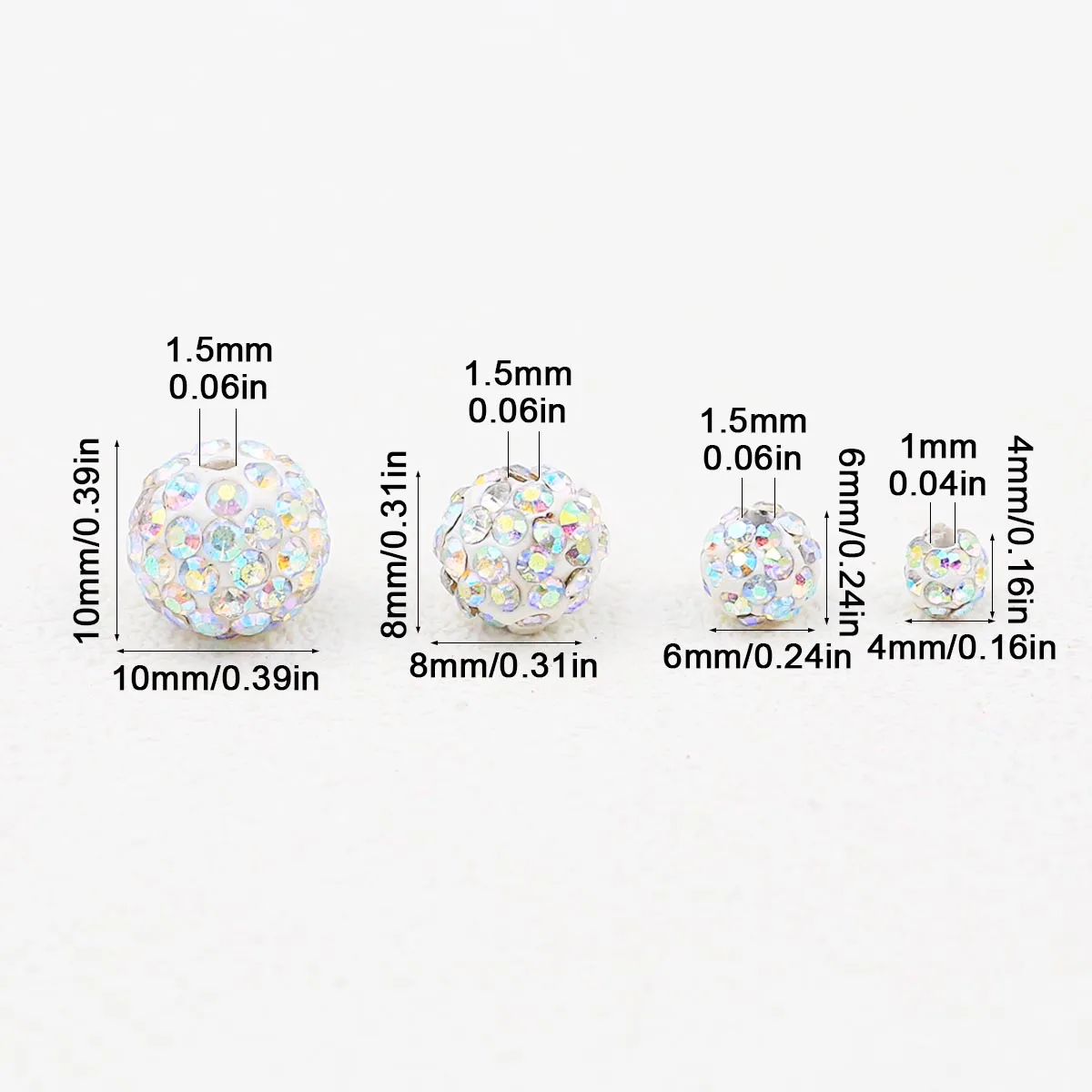 4-10mm Shambhala Beads in White AB Color Handmade DIY Jewelry Making Bracelets Bead Strings Loose Beads Accessories