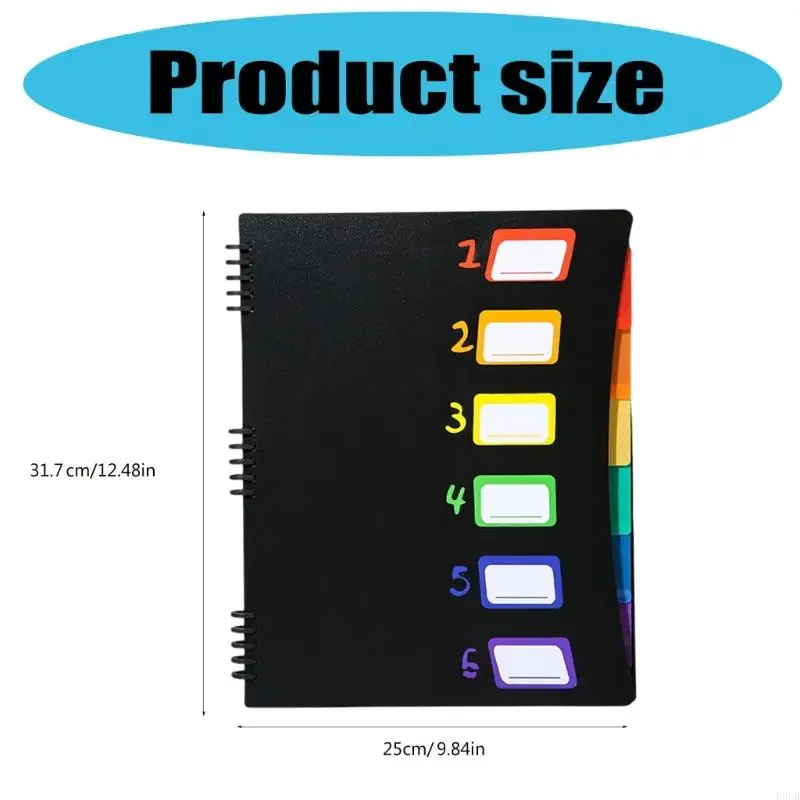 2025 New 6 Pockets Expanding File Folder with Removable Pages and Numbered Label Window Letter Size File Organiser Sorting
