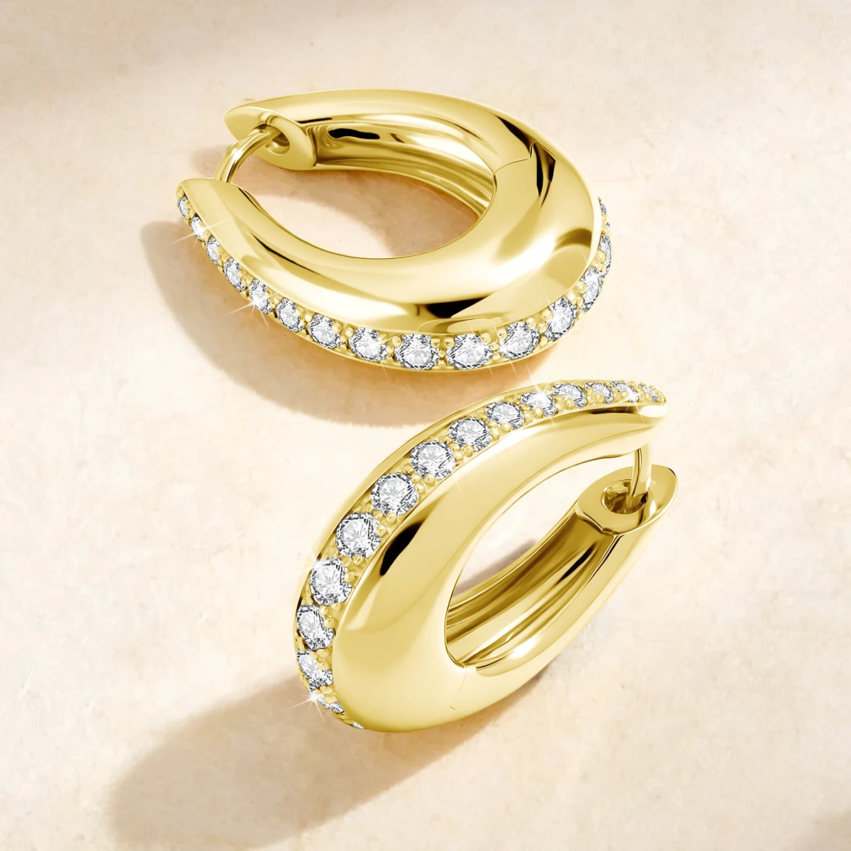 14K Gold Filled Moissanite Chunky Hoop Earrings for Women Thick Teardrop Earring Hypoallergenic Non-fading Ear Jewelry - view 3