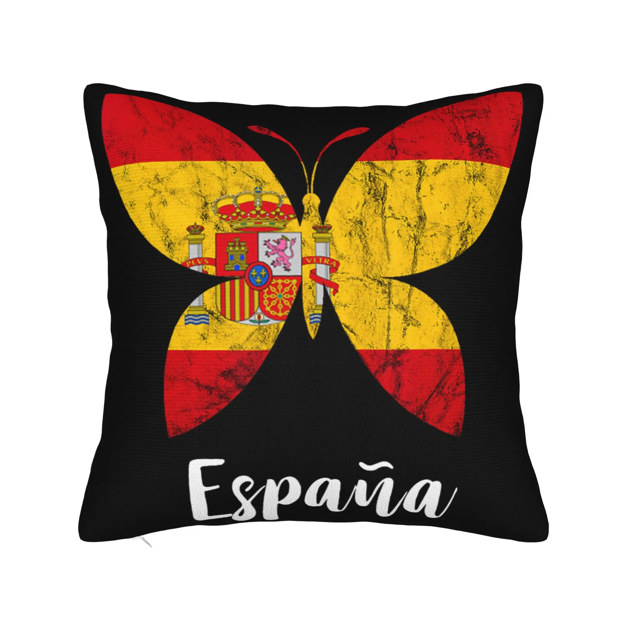 Espana Butterfly Spanish Flag Espanol Spain Spanish Roots Pillow Cover  Soft Cushion Cover Pillow Case For Living Room Sofa