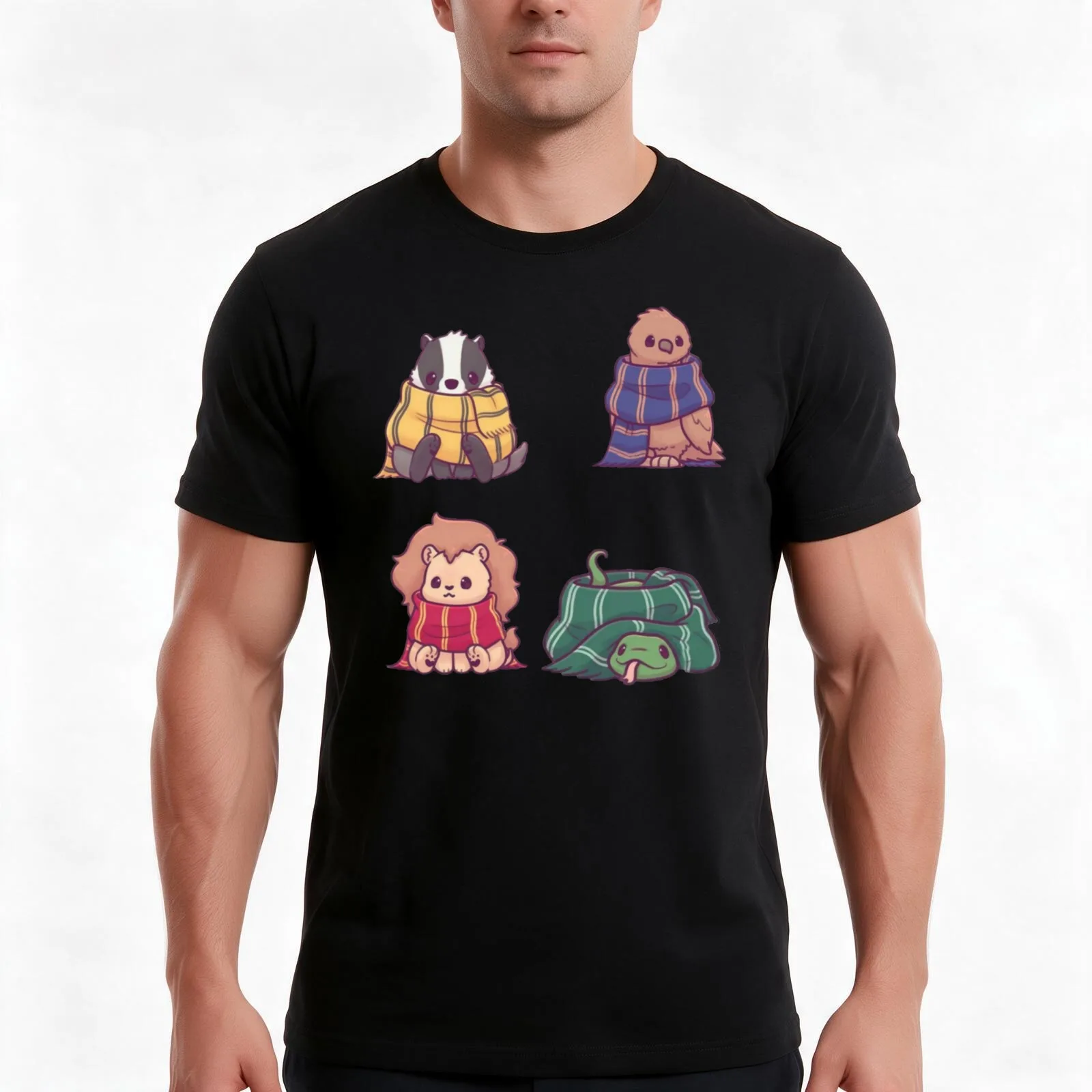 4 magical pillars T-Shirt, Summer Casual Cotton Tee, Oversized Streetwear Tops, Vintage Graphic Print, Loose Fit Short Sleeve
