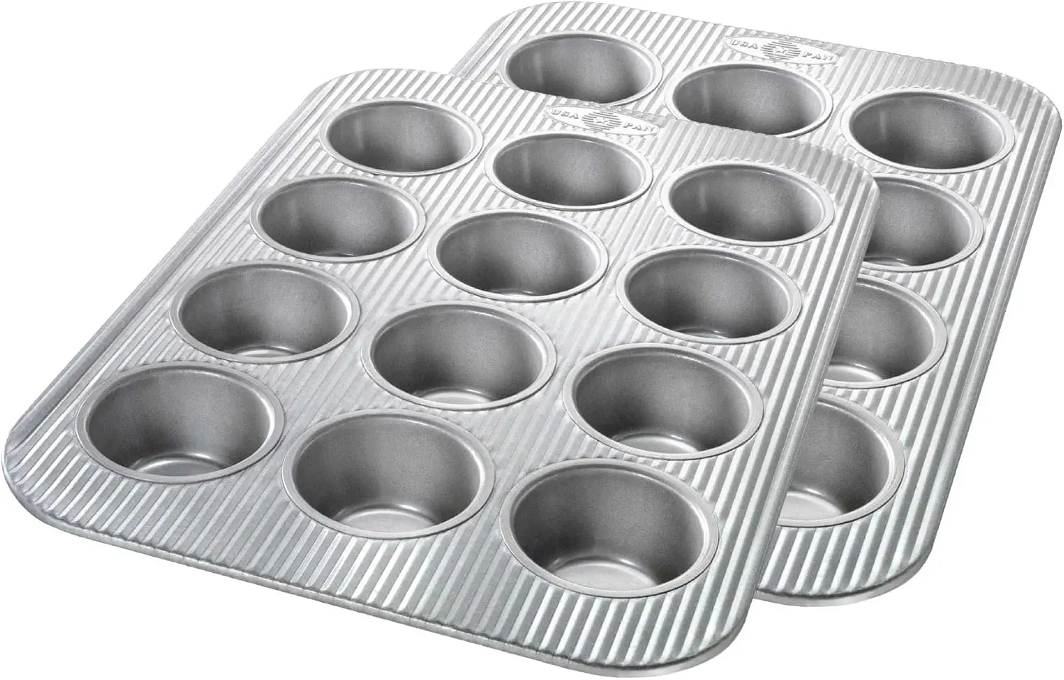 

USA Pan Bakeware Muffin Pan, 12-Well Set of 2 in Aluminized Steel for Baking