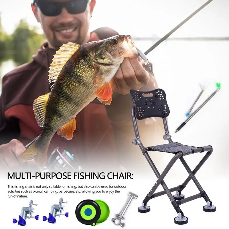 Portable Camping Chair High Back Seat Folding Fish Chair Seat Stool Lightweight Backrest Stool for Camping Hiking Beach