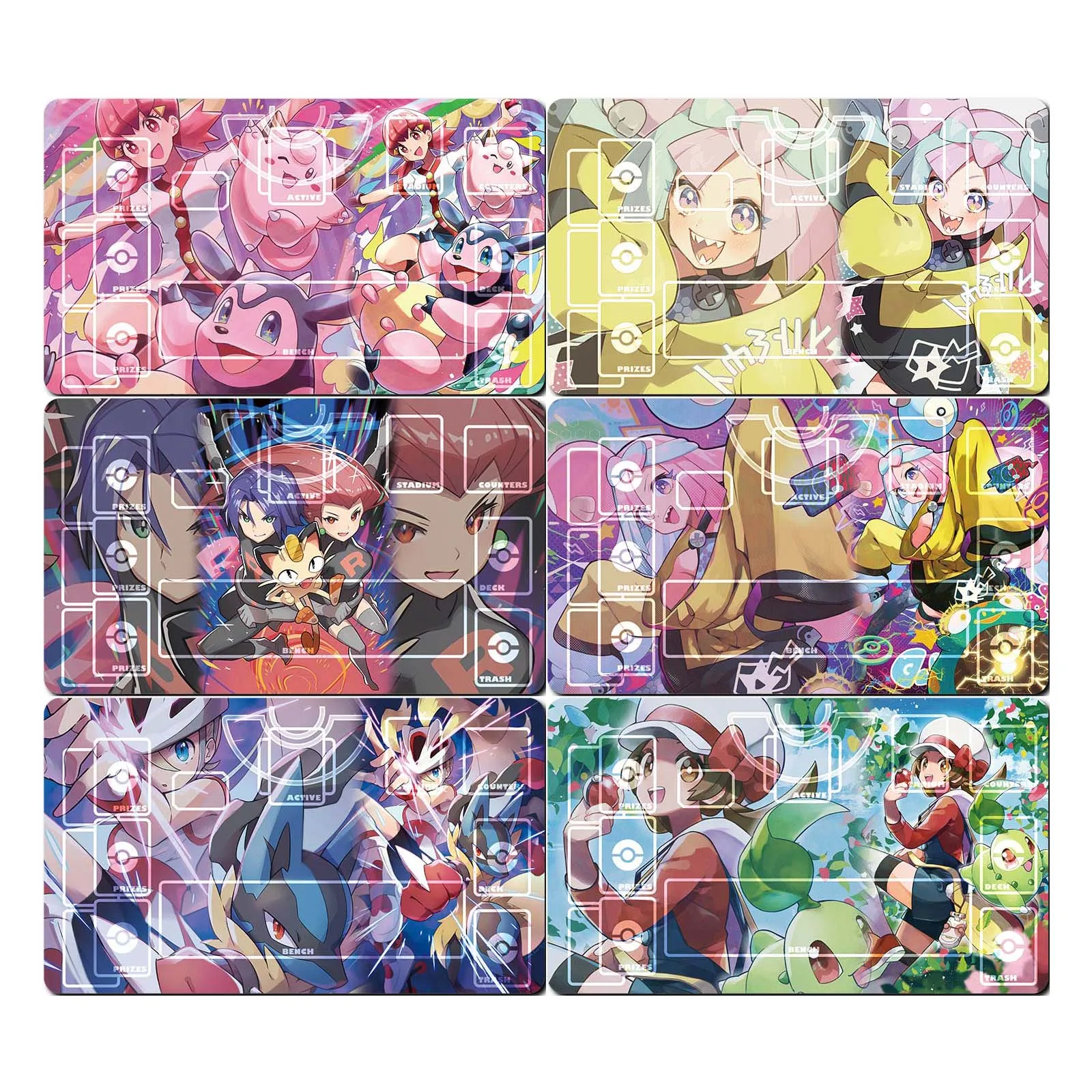 

600X350X2Mm Diy Ptcg Trainer Bea Erika Iono Card Battle Mat Ptcg Gloria Marnie Single Player Board Game Card Battle Card