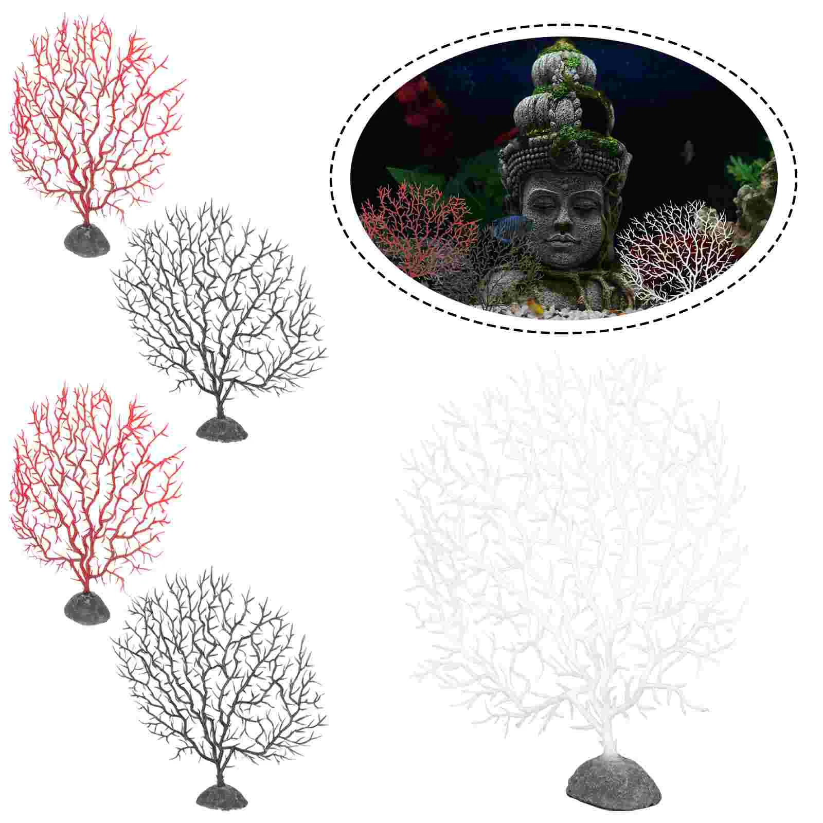 5 Pcs Artificial Plant Simulated Coral Shaped Tree Fish Tank Duckweed Live for Aquarium Decor