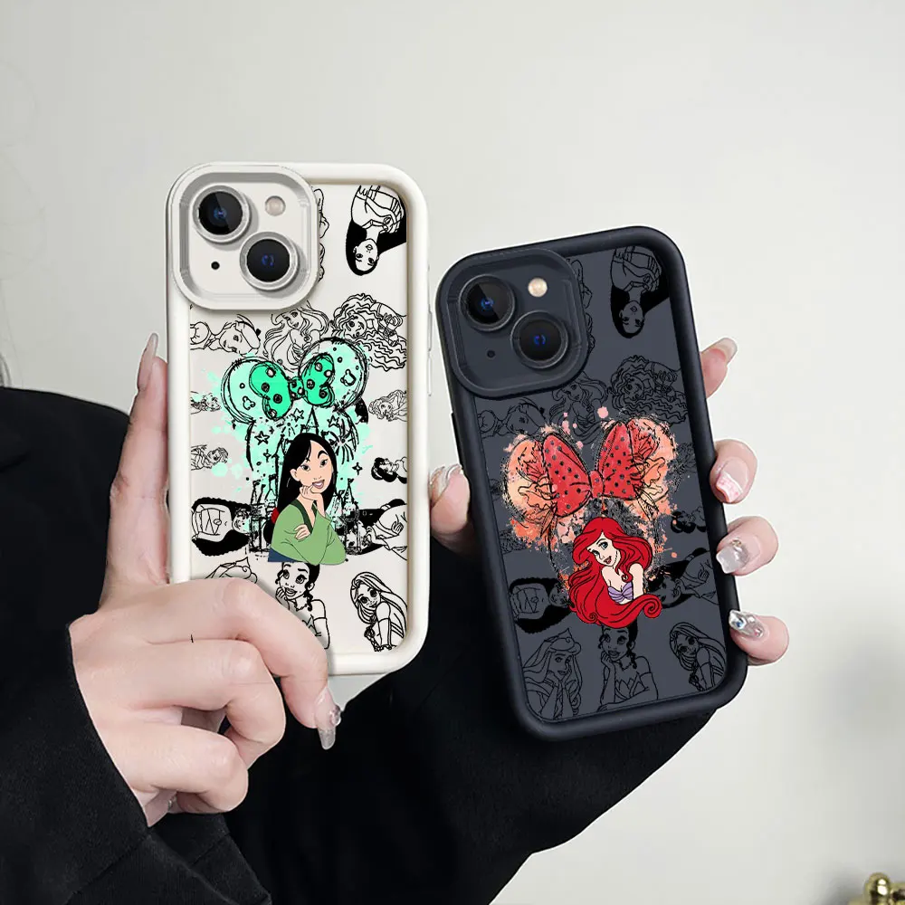 Disney Princess lsa Mulan Ariel Phone Case For Redmi Note 13 12 12S 11 11T 11S 10 9 9S 8 Pro Plus 5G Funda Liquid Silicone Cover