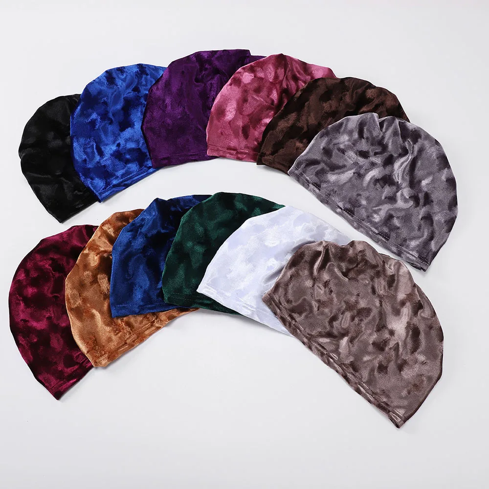 

Бархатная внутренняя шляпа, хиджаб, мусульманский женский платок, кепка ниндзя, повязка на голову с принтом, шапочки, капот, крышка от выпадения волос, химиотерапевтическая шапка, Turbante Mujer