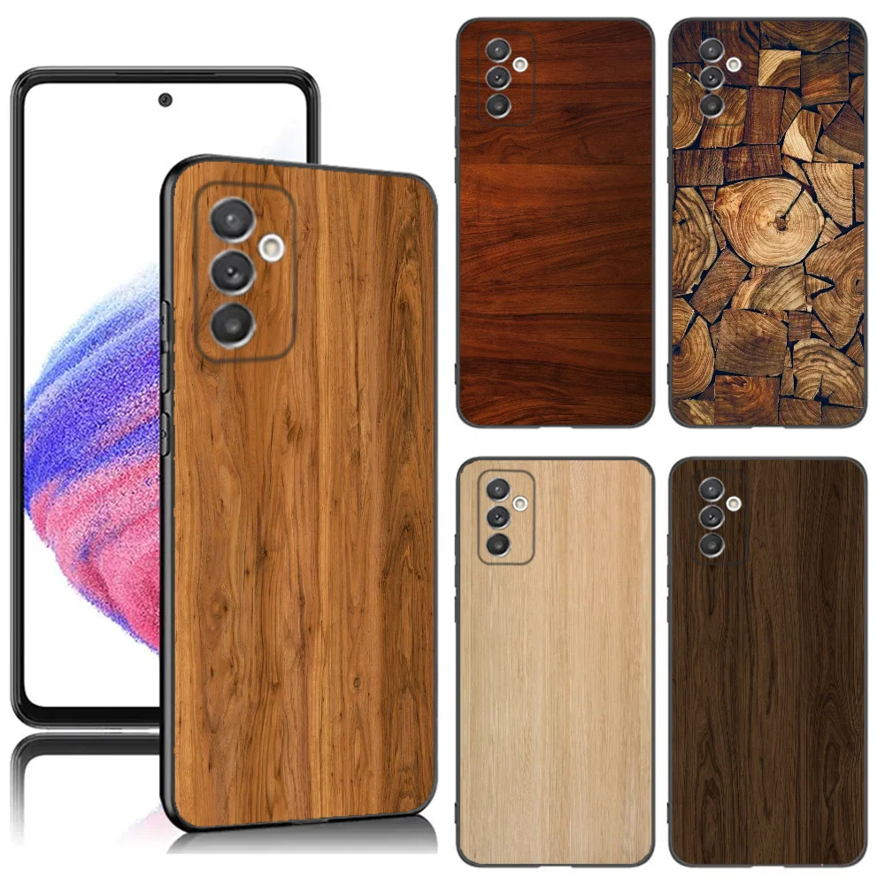 

Natural Wood Phone Case For Samsung S24,23,22,30,21,10,9,Ultra,Plus,Lite,FE,5G Black Soft Case